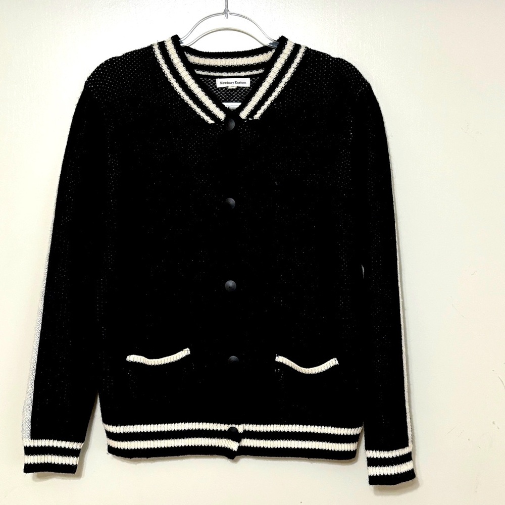 Newbury Kustom - Monochrome Knit Button Up Sweater